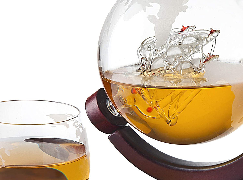 Whiskey Decanter Globe - for Liquor, Scotch, Bourbon, Vodka or Wine - 850Ml