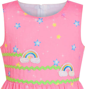 Girls Dress Purple Rose Flower Double Bow Tie Party Kids Sundress
