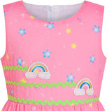 Girls Dress Purple Rose Flower Double Bow Tie Party Kids Sundress