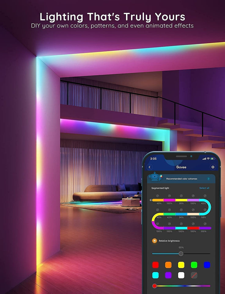RGBIC LED Strip Lights, 16.4Ft Smart LED Lights for Bedroom, Bluetooth LED Lights APP Control, DIY Multiple Colors on One Line, Color Changing LED Lights Music Sync for Ceiling, Gaming Room