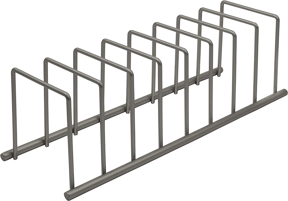 Alloy Steel Euro Kitchen Organizer for Plates, Cutting Boards, Bakeware Cooling Racks, Pots & Pans, Serving Trays, Reusable Containers, and Lids, Industrial Gray