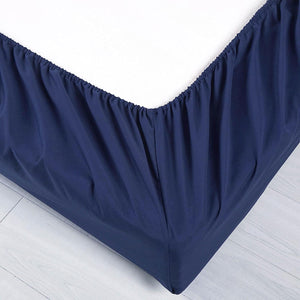 Navy Blue Sheet Set Queen Size 1000TC Premium Soft Microfibre Solid Plain Color - 3PCS Fully Fitted 40Cm Deep Pocket Bed Sheet Set (Navy Blue, Queen)