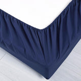 Navy Blue Sheet Set Queen Size 1000TC Premium Soft Microfibre Solid Plain Color - 3PCS Fully Fitted 40Cm Deep Pocket Bed Sheet Set (Navy Blue, Queen)