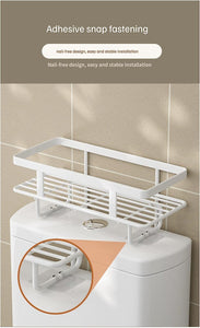 Over the Toilet Storage,1-Tier Bathroom Organizer Shelves, Multifunctional Toilet Rack,No Drilling Space Saver with Wall Mounting Design (White, 1 Tier)
