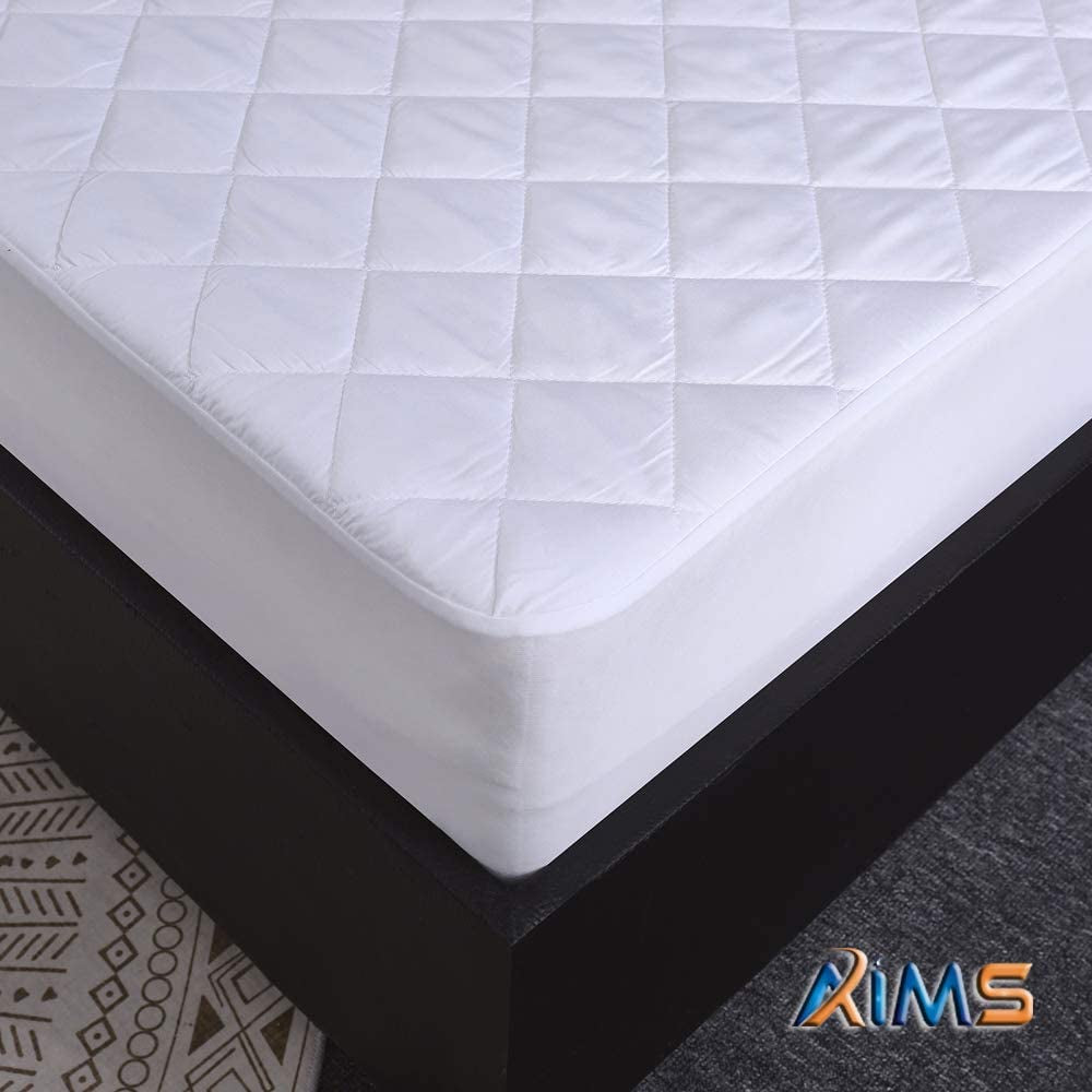30Cm Deep 100% Waterproof & Moisture Quilted Mattress Protector DOUBLE Fitted Cover Microfiber Quilted Topper Fitted Sheet, anti Allergy and Breathable Elasticated Skirts