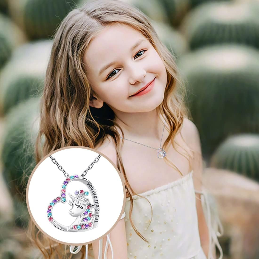 Unicorn Earrings Necklace Hypoallergenic Girls Toys Jewelry Licorne Heart Crown Pendant Earring Necklaces Girl Birthday Party Gifts for Daughter Granddaughter