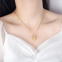 Load image into Gallery viewer, Gold 3D Anime Clavicle Necklace Happy Lucky Animal Pendant for Women Girls, Copper, Created Pearl

