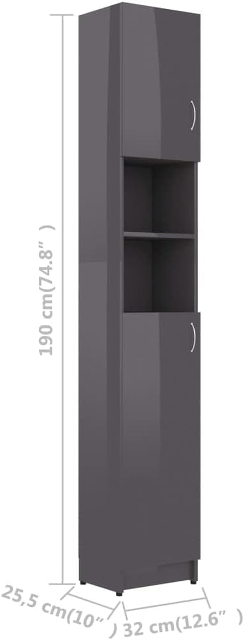 Bathroom Cabinet Home Laundry Room Rack Washroom Organiser Cupboard Storage Cabinet Furniture High Gloss Grey Engineered Wood