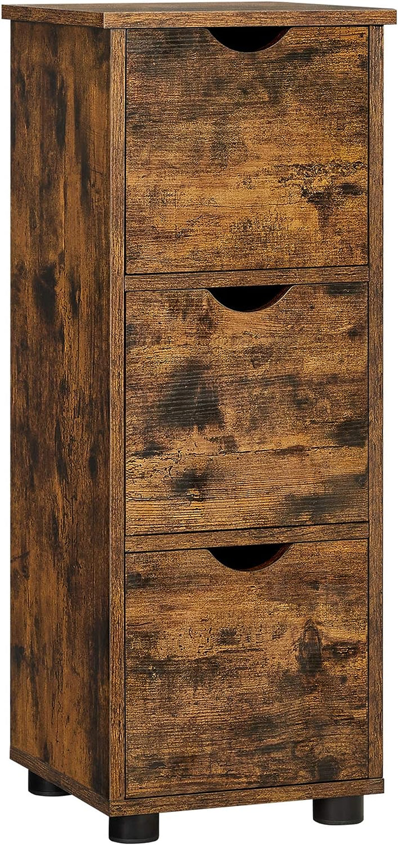 Bathroom Floor Cabinet, Slim Storage Unit 3 Drawers, 30 X 30 X 80 Cm, for Bathroom, Living Room, Bedroom, Kitchen, Rustic Brown BBK150X01