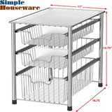 Simplehouseware Stackable 3 Tier Sliding Basket Organizer Drawer, Chrome