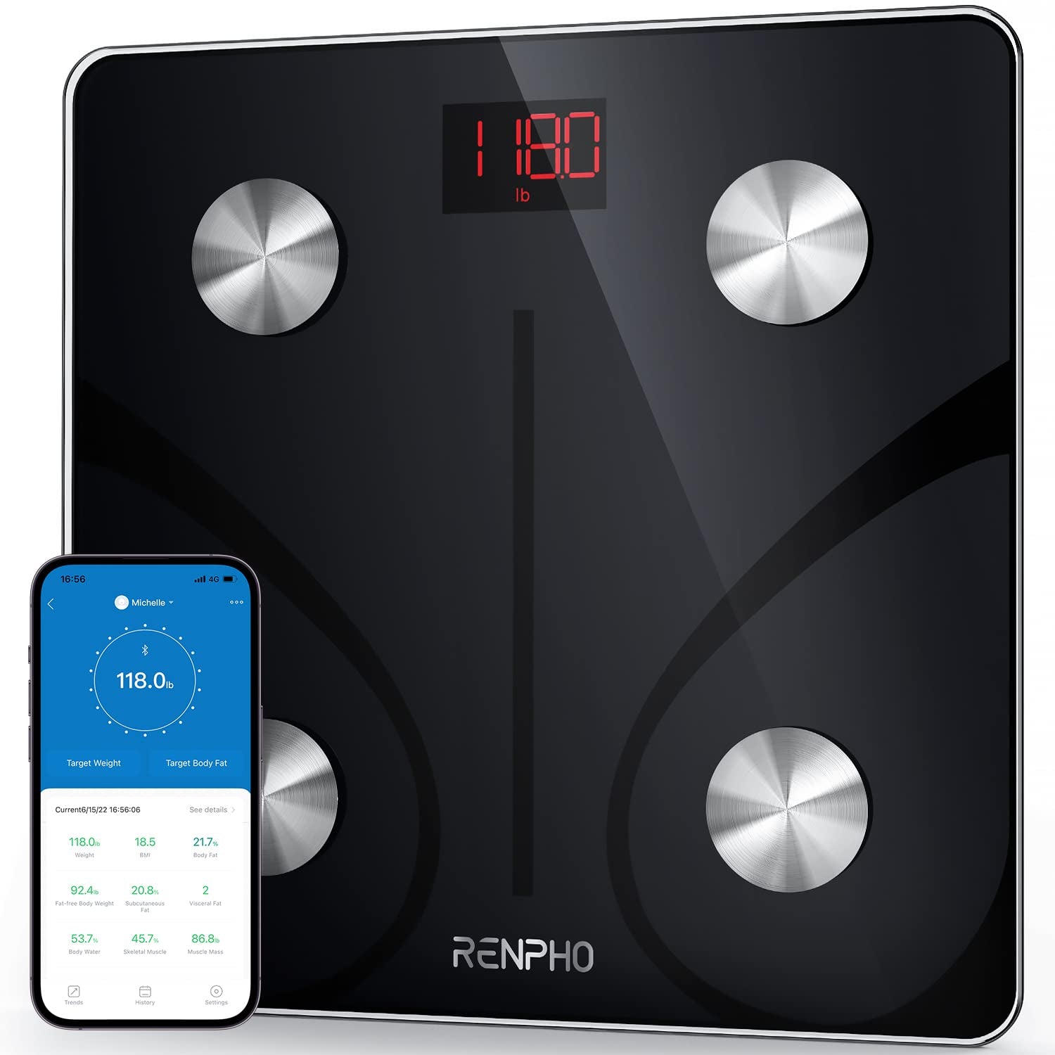 Bluetooth Body Fat Scale, Smart BMI Scale Digital Bathroom Weight Scale, Body Composition Analyzer with Smartphone App, Elis 1…