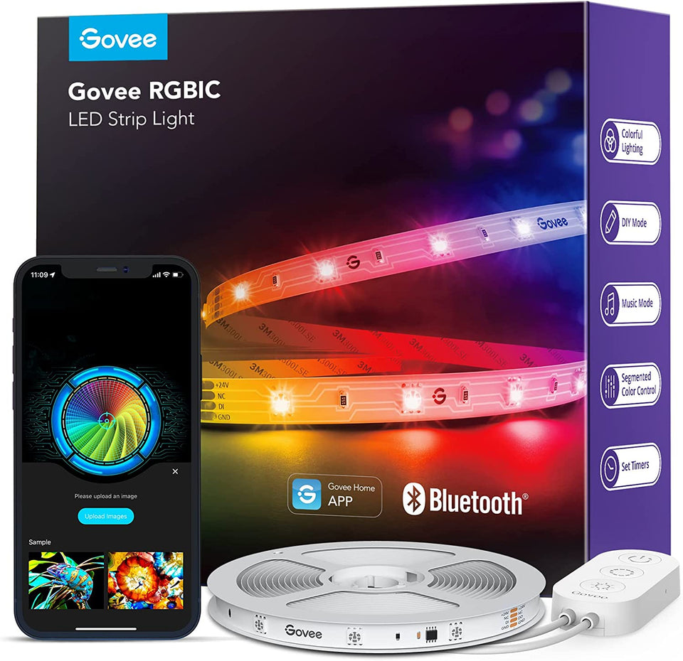 RGBIC LED Strip Lights, 16.4Ft Smart LED Lights for Bedroom, Bluetooth LED Lights APP Control, DIY Multiple Colors on One Line, Color Changing LED Lights Music Sync for Ceiling, Gaming Room
