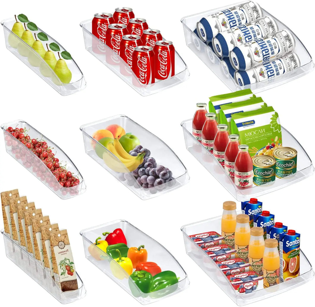 Refrigerator Organizer Bins, Set of 9 Clear Plastic Fridge Storage Containers for Freezer Kitchen Countertops Pantry Organization, BPA Free