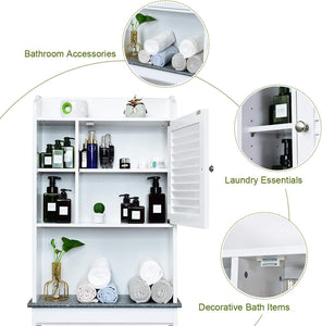Bathroom Over-The-Toilet Storage Cabinet, Freestanding Home Toilet Rack W/ 5-Level Adjustable Shelves, Space Saver Organizer Rack, Bathroom Storage Shelf, White