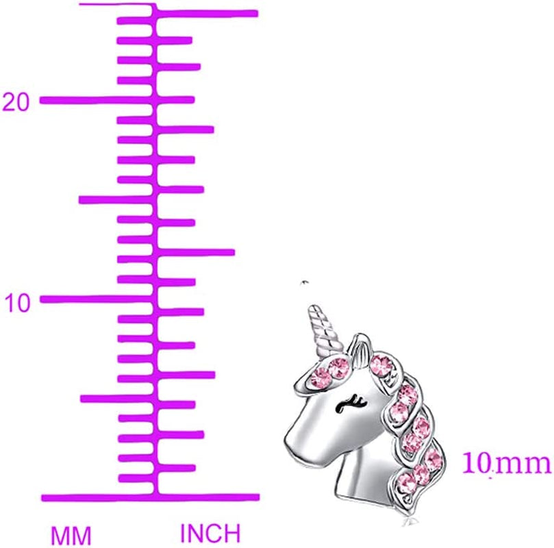 Pink Unicorn Stud Earrings Girls Cute Unicorn Earring Sparkling with Zircon for Little Girls Kids Jewelry Birthday Party