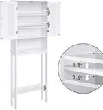 Bathroom Space Saver Cabinet, Over-The-Toilet Storage Unit, 4-Tier Adjustable Shelf Organizer, Adjustable Bottom Bar, White UBBC10WT