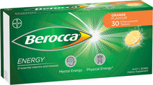 Load image into Gallery viewer, Energy Vitamin with 12 Essential Vitamins and Minerals to Help Support Physical Energy and Mental Sharpness, Orange Flavour, 30 Effervescent Tablets
