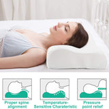 Sleeping Pillow, Memory Foam Bed Pillows Ergonomic Cervical Orthopedic Sleeping Pillow for Adults Kids- Prevents Back Neck Pain-Soft Removable Washable Pillow Cover (White)