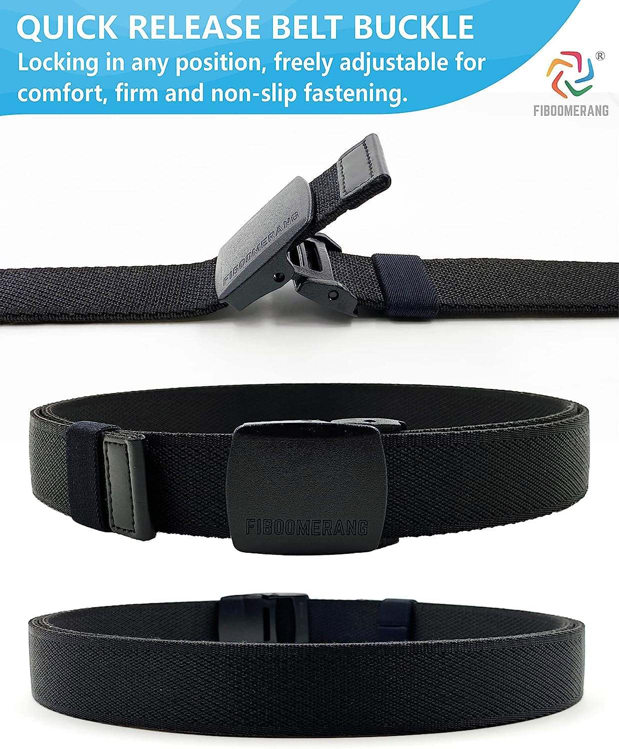 Mens Belt,  Tactical Belt for Mens Jeans, Heavy Duty Belt with Stretch Nylon Web and YKK Plastic Buckle, Width 1.5" Length 53"
