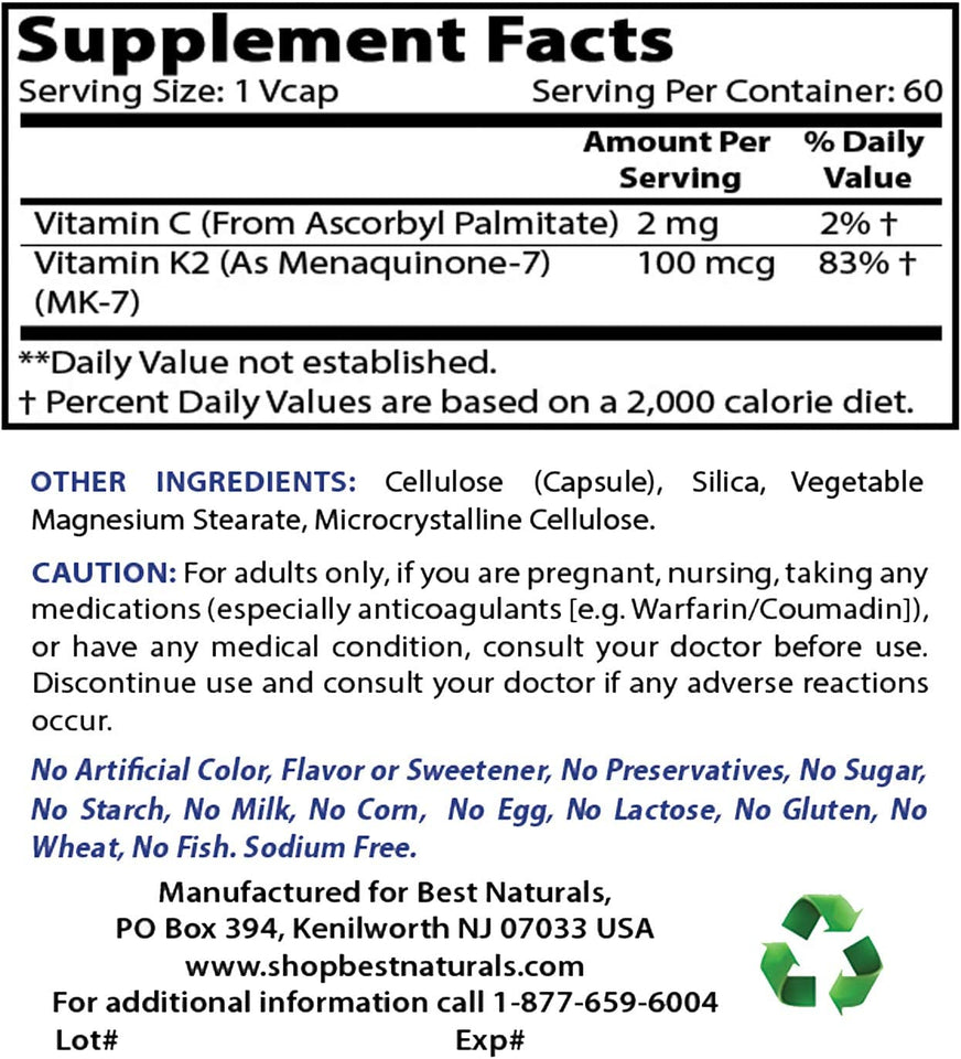 MK-7 100 Mcg 60 Vcaps