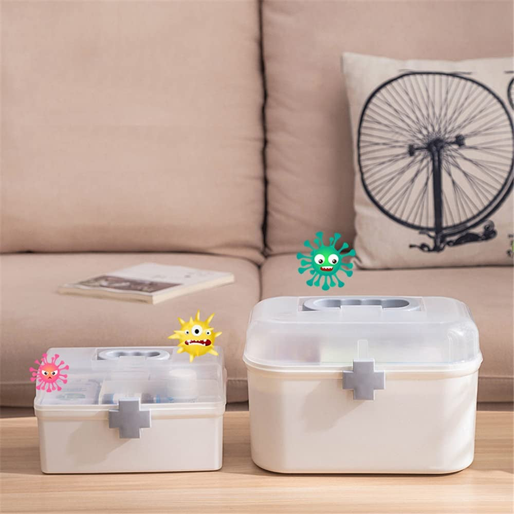 Medicine Organizer Box First Aid Health Emergency Storage Box Large Capacity Medicine Storage Bins with Lid (L)