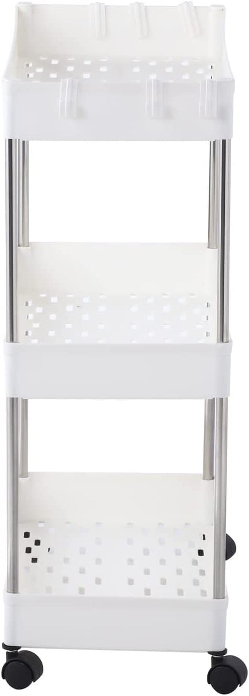 Kitchen Trolley Island Cart with Wheel Stainless Steel Storage Organiser Space-Saving/Extra Storage Space for Items Made with High-Quality Polythene and Steel - White (3-Tier 40X22X60Cm)