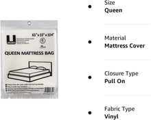 Load image into Gallery viewer, Queen Mattress Clear Plastic Poly Covers, 61 X 15 X 104 Inch, Heavy Duty 2 Mil, 1 Pack
