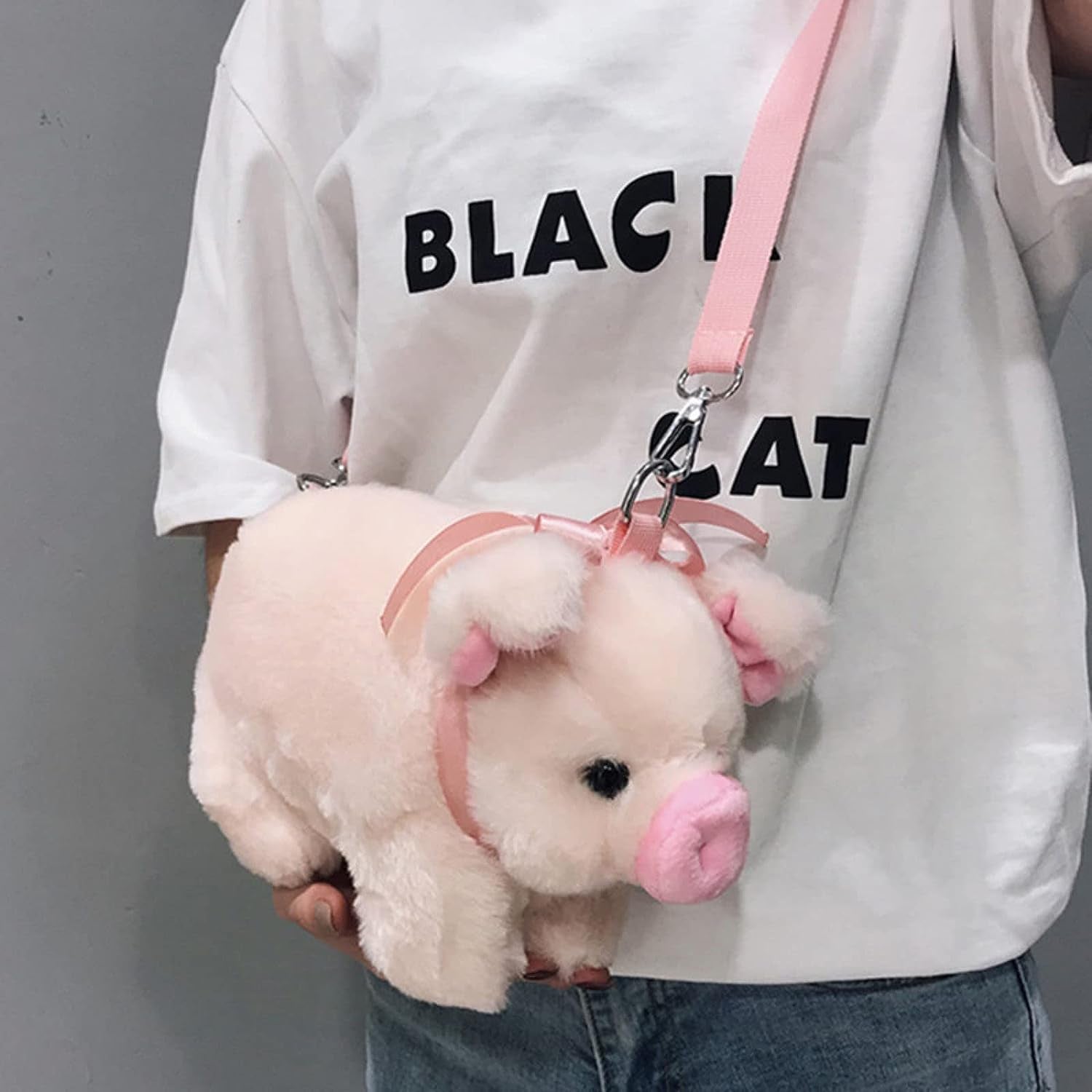 Plush Pig Crossbody Bag Cartoon Shoulder Bag Plush Animal Satchel Bag Kawaii Purse Handbag Messenger Bag for Kids Birthday Gift, Pink, Pink, Size M