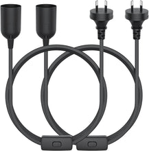 Load image into Gallery viewer, 2PCS E27 Cable Cord with Switch, 1.8 Meter E27 Lamp Holder Hanging Cable Cord, Extension Lamp Base Bulb Holder Socket On/Off Switch &amp; AC AU Power Plug for Bedroom Kitchen Plant Growth DIY Hanging, Black
