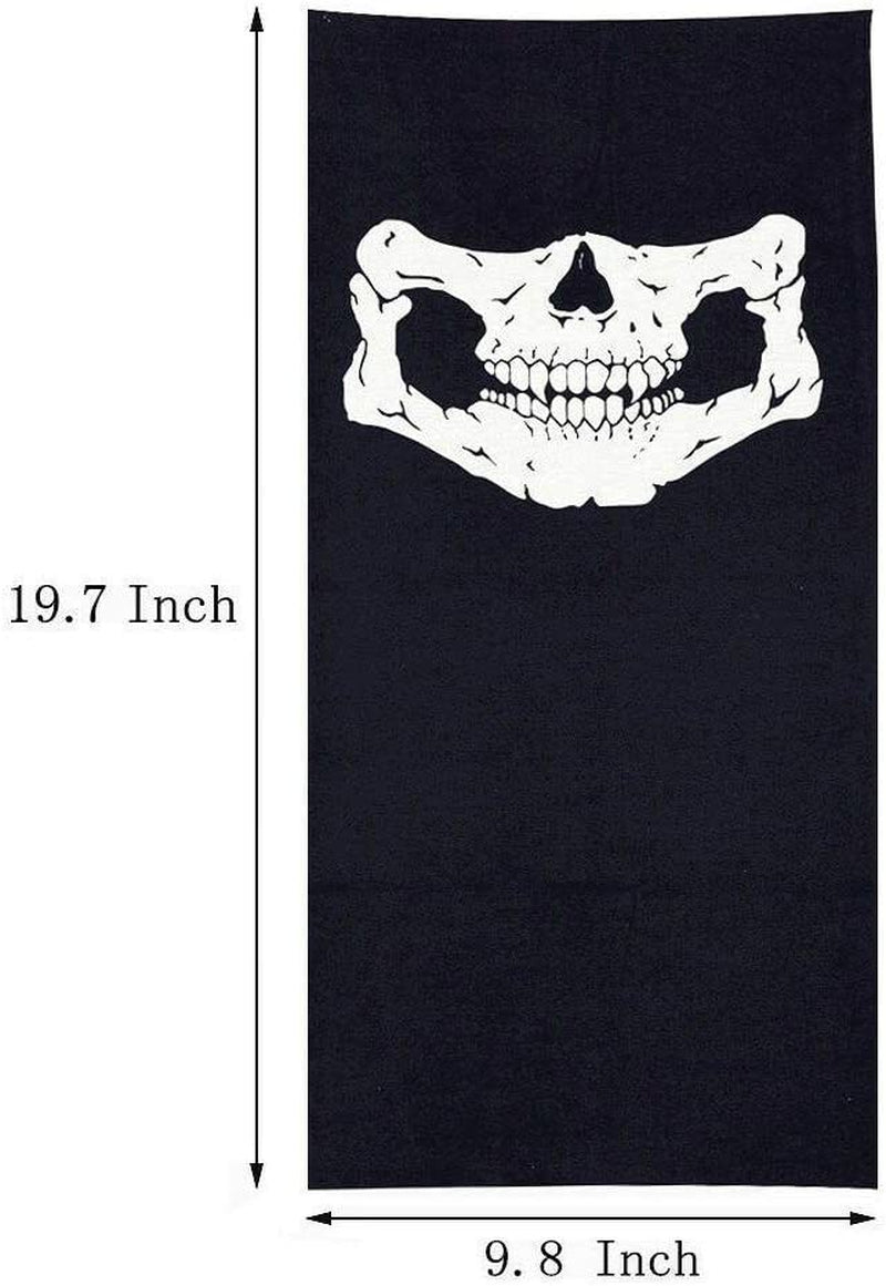 2 Pcs Motorcycle Face Skull Mask Half Face Motorbike Neck Headwear Outdoor Ski Skull Party Masks Sport Halloween Mask for Bike Motor Cycling