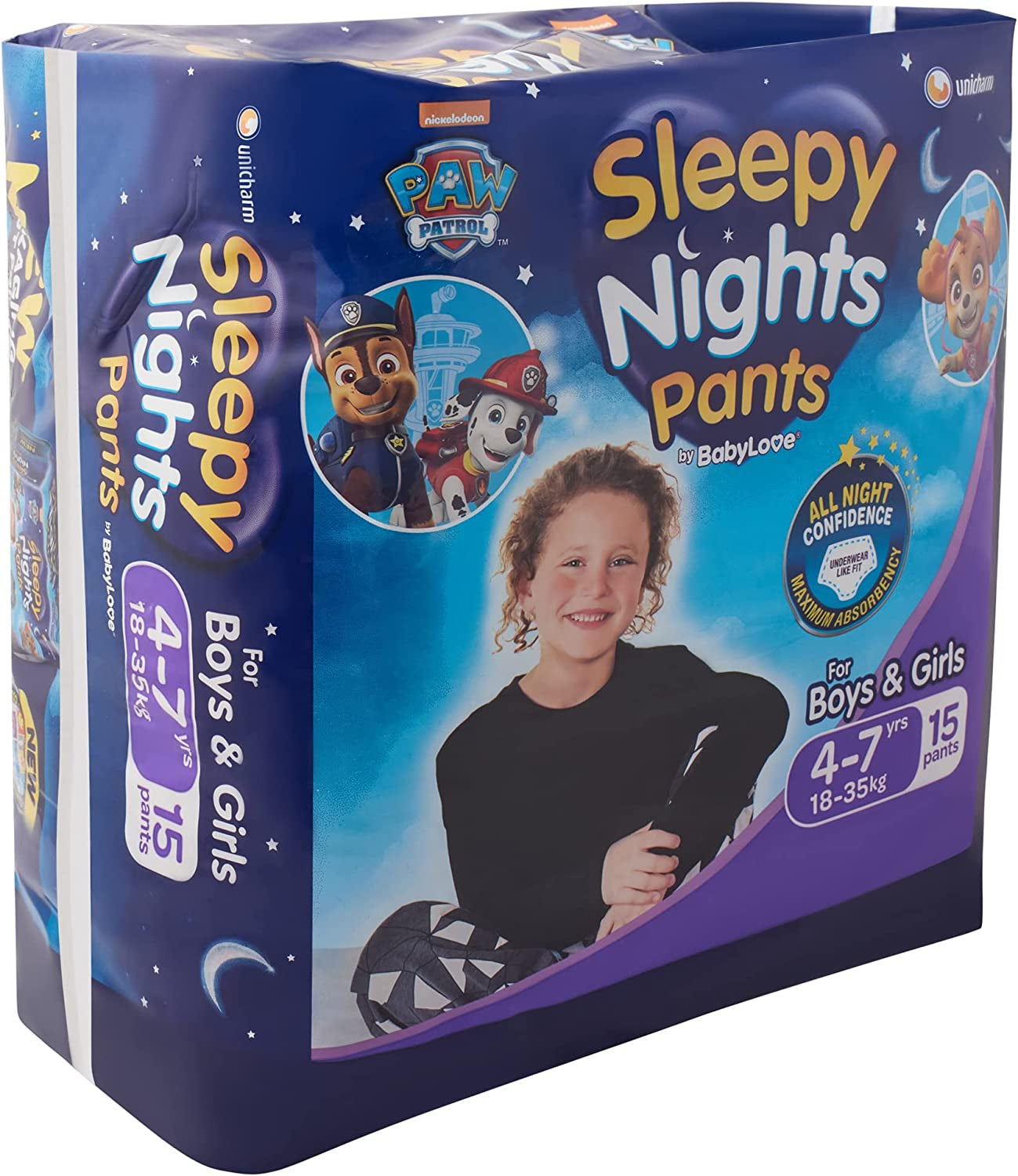 Babylove Sleepynights Pants 4-7 Years (18-35Kg) | 60 Pieces (4 X 15 Pack)