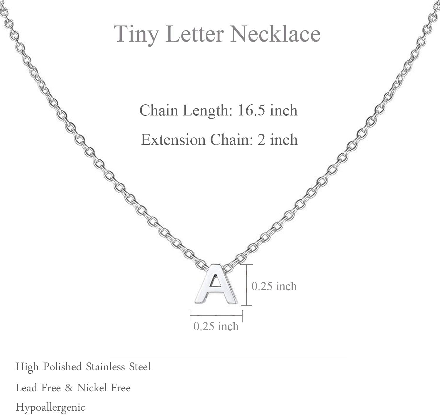 Small Initial Necklace for Women Stainless Steel Tiny Letter Necklace Personalized Name Necklace for Girls
