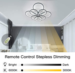 Dimmable LED Ceiling Lights,104W Modern Two Layers LED Chandelier,Acrylic Ceiling Lamp Fixture with 8 Rings for Bedroom Dining Room Kitchen,3000-6500K/Black