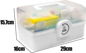 3 Layer Medicine Organizer Box First Aid Health Emergency Storage Box Large Capacity Medicine Storage Bins with Lid (White)
