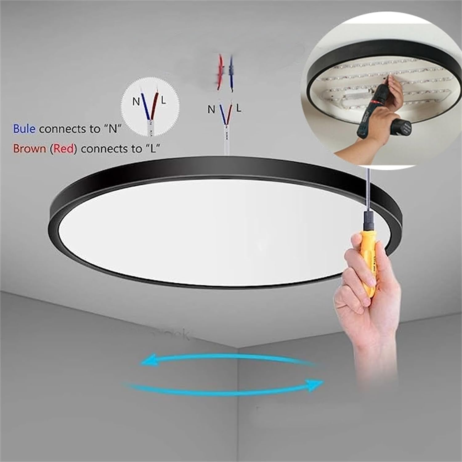 40Cm Led Ceiling Light Modern Surface Mount Flush Ceiling Light Fixture Ultra-Thin 5Cm Flat round Lamp for Bedroom Living Room Bathroom Porch Hallway Utility Laundry Closet Room