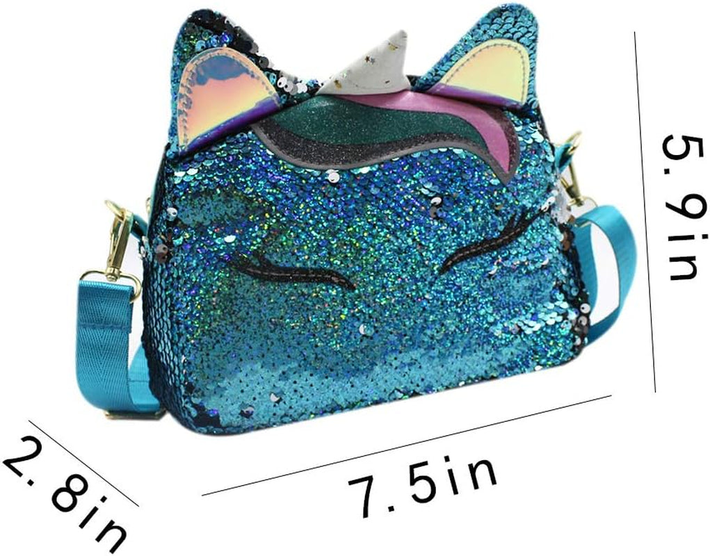 Women Girls Cute Unicorn Glitter Sequins Crossbody Purses Handbag Shoulder Bag for Kids Little Girls