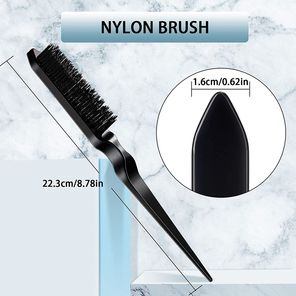3 Pcs Slick Brush Set Bristle Hair Brush Teasing Comb Edge Hair Brush Grooming Combs Sturdy Rat Tail Comb for Women Babies Kids' Hair (Black)
