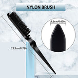 3 Pcs Slick Brush Set Bristle Hair Brush Teasing Comb Edge Hair Brush Grooming Combs Sturdy Rat Tail Comb for Women Babies Kids' Hair (Black)