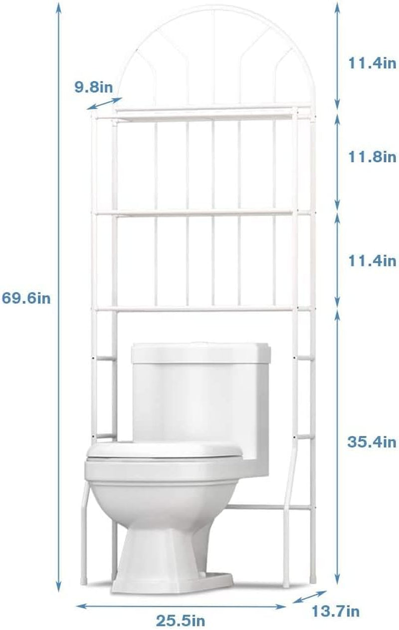 3-Tier over the Toilet Storage Rack, Metal Bathroom Organizer Bathroom Shelf Space Saver (White)