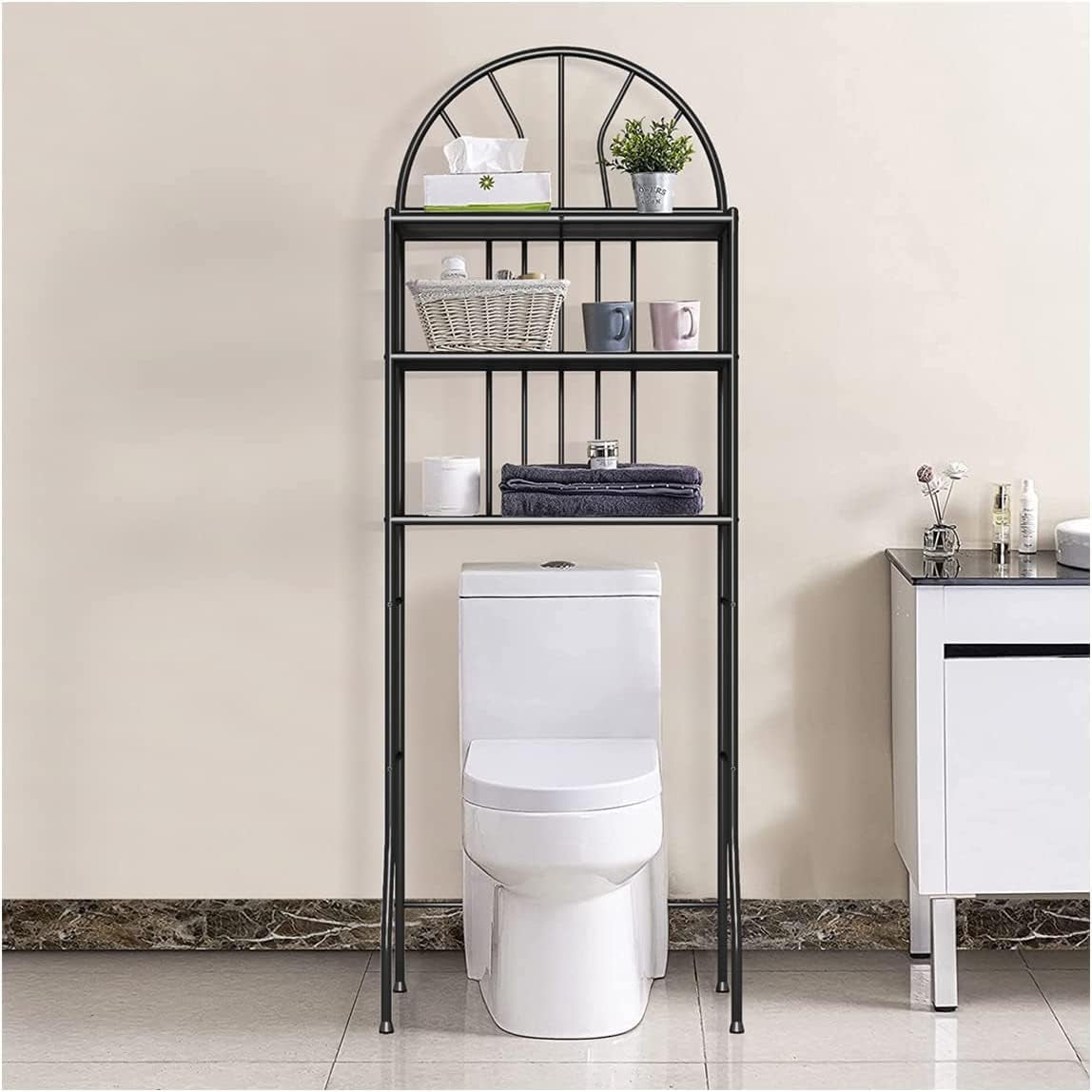3-Tier over the Toilet Storage Rack, Metal Bathroom Organizer Bathroom Shelf Space Saver (Black)