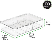 Load image into Gallery viewer, Rectangular Plastic Stackable Storage Box with Hinged Lid for Organizing First Aid, Medicine, Ointments, Dental, Diabetic Supplies - 5 Divided Compartments, Pack of 2 - Clear

