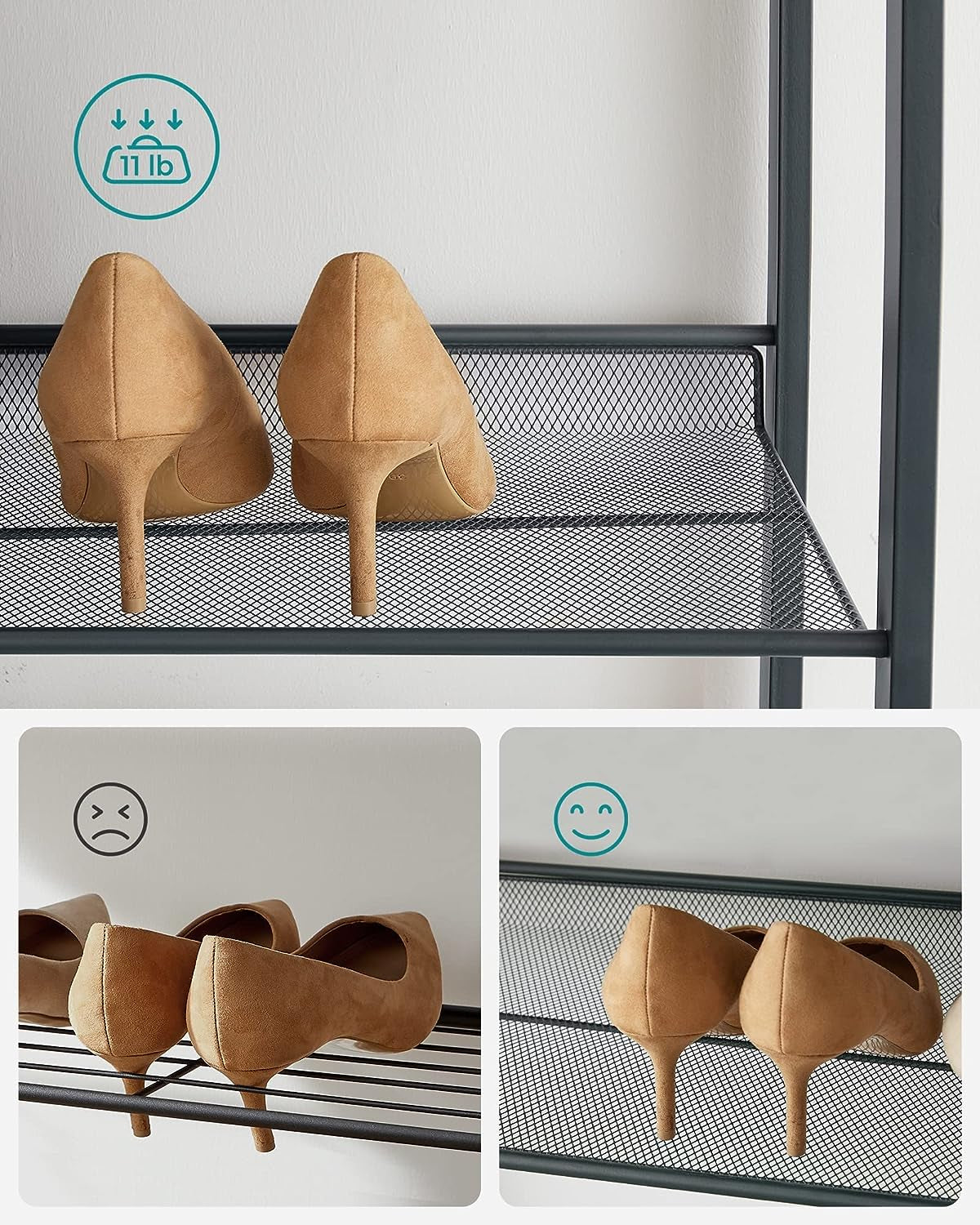Shoe Rack, 8-Tier Shoe Organizer, Metal Shoe Storage for Garage, Entryway, Set of 2 4-Tier Stackable Shoe Shelf, with Adjustable Flat or Angled Shelves, Holds 32-40 Pairs, Grey