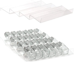 Set of 4 Spice Jar Rack Drawer Organizer Expandable Spice Seasoning Holder Storage Organisation for Countertop Kitchen