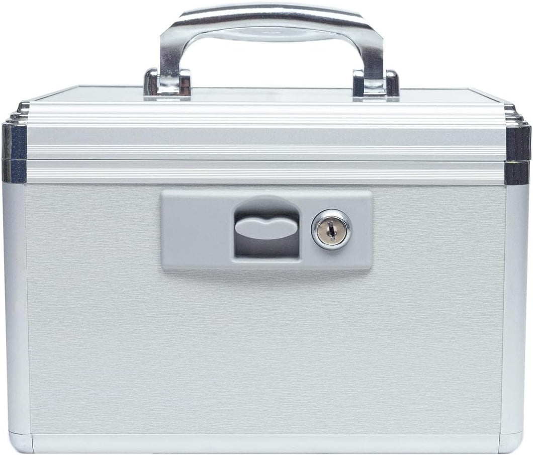 Durable Empty Medicine Box Storage Box Lock Box for Storage Collection Organization Portable Lockable with Removable Sticker Tray Shoulder Strap (Medium )