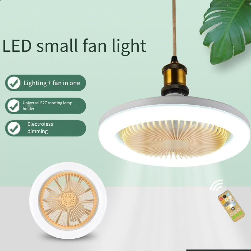 Ceiling Fan with Light and Remote, 180° Adjustable E27 LED Ceiling Fan Light, 10 Inch Socket Fan Light with Light for Kitchen Bathroom Store Room Garage