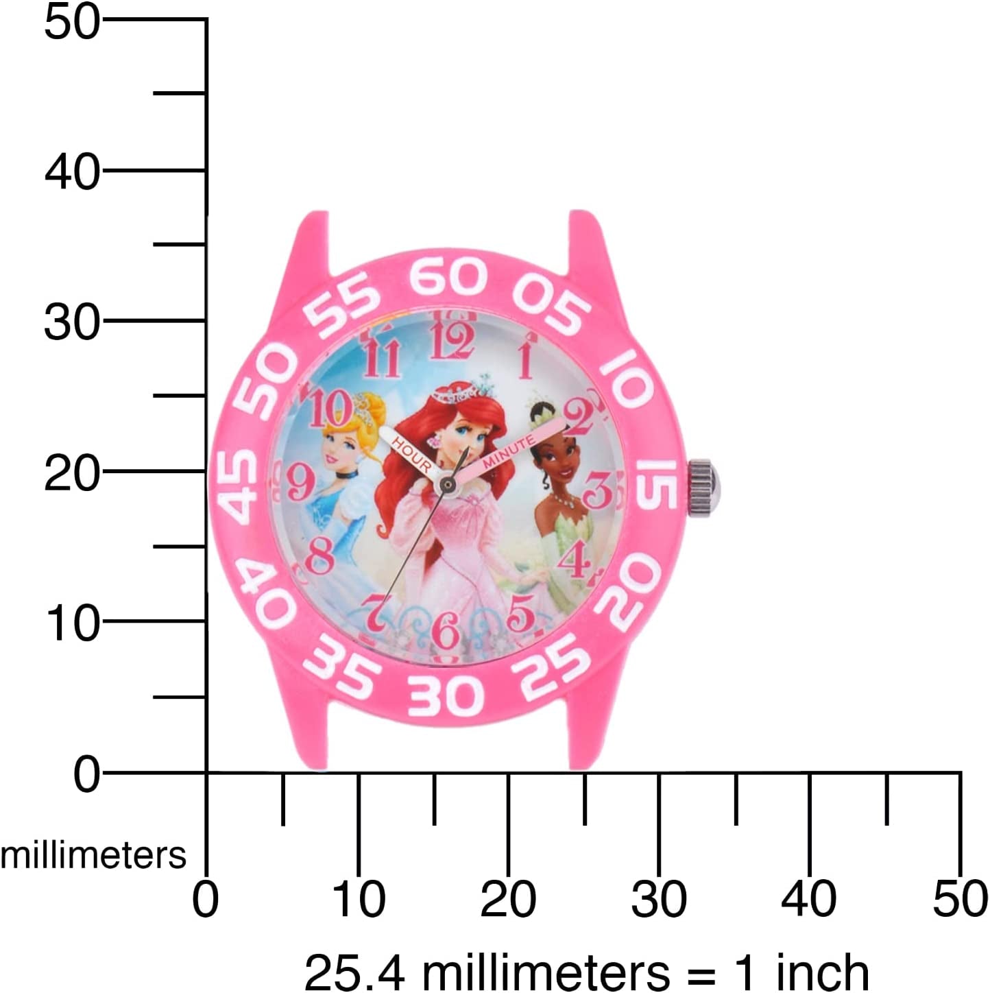 Dsiney Princess Kids' Plastic Time Teacher Analog Quartz Nylon Strap Watch, Pink