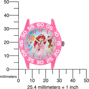 Dsiney Princess Kids' Plastic Time Teacher Analog Quartz Nylon Strap Watch, Pink