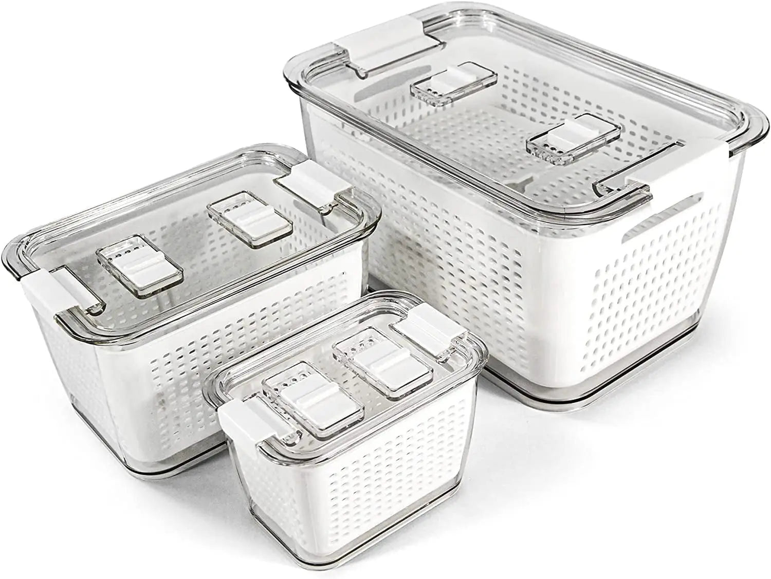 3PACK Fresh Container,Vegetable and Fruit Storage Containers for Fridge Organizer Produce Saver Containers for Refrigerator Lettuce Berry Salad Cabbage Keeper Bpa-Free Kitchen Organization with Lids and Air Vents