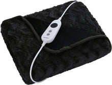 Load image into Gallery viewer, Luxurious Faux Fur 500GSM Electric Heated Coral Fleece Throw Rug Snuggle Blanket Reversible Adjustable 9 Heat Settings with LED Display Detachable Controller - 160X120Cm (Charcoal)
