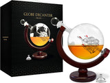 Whiskey Decanter Whiskey Globe Decanter and Glass Set Antique Handblown Ship Decanter Certified Safe Great Whiskey Gift Sets for Men Also as Scotch Bourbon Wine Rum Tequila Decanter Drinks 28Oz 850Ml